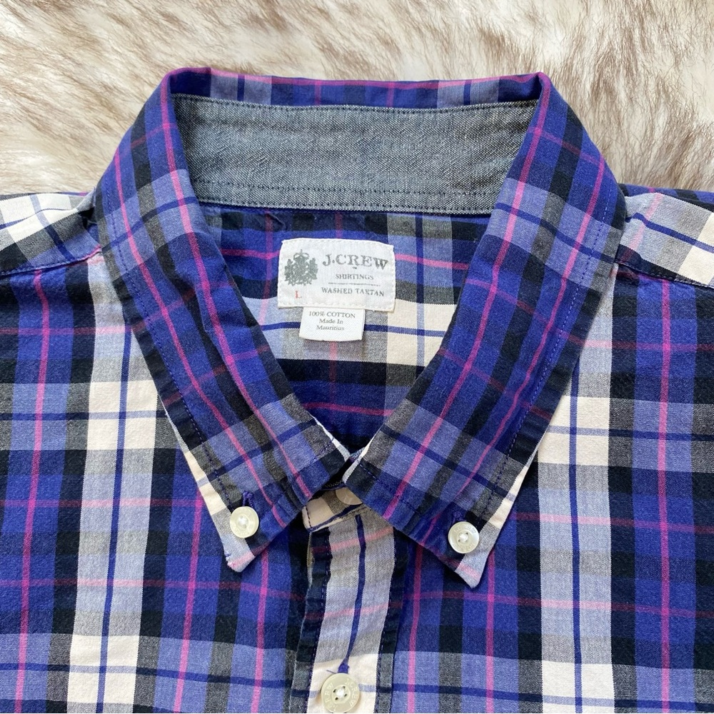 J Crew Purple Pink Washed Tartan Plaid Button Down Shirt